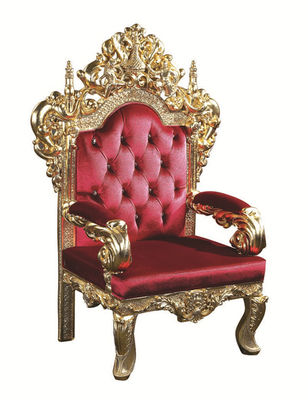 SGS Red Leather Antique Hotel Furniture งานแต่งงานที่หรูหราเก้าอี้บัลลังก์สูง
