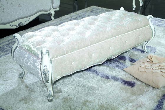ISO 9001 Victorian Luxury European Bedroom Furniture White Silver Classic Bedroom Sets