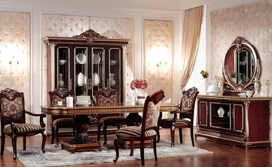 Hand Carved Long Modern European Style Dining Table 6 Seat SGS