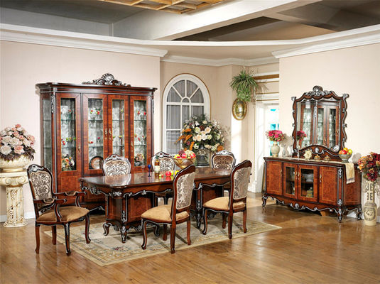 Hand Carved Long Modern European Style Dining Table 6 Seat SGS