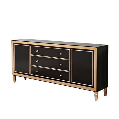 Xinyu PC002 Living Room Vintage Solid Wood Cabinet With Drawers Black