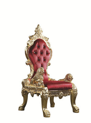 SGS Red Leather Antique Hotel Furniture งานแต่งงานที่หรูหราเก้าอี้บัลลังก์สูง