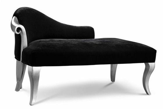 ผ้ากำมะหยี่สีดำหรูหรา Chaise Lounge