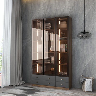 Aluminum Edge Large Wooden Bookcase Modern E1 Grade PB Melamine Filing Cabinet