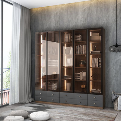 Aluminum Edge Large Wooden Bookcase Modern E1 Grade PB Melamine Filing Cabinet