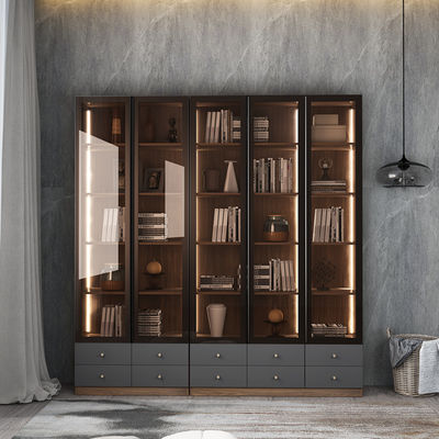 Aluminum Edge Large Wooden Bookcase Modern E1 Grade PB Melamine Filing Cabinet