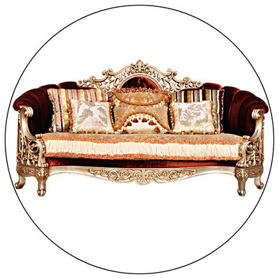 European Style Solid Wood Living Room Furniture Fabric Small Apartment Sofa 3 Seater