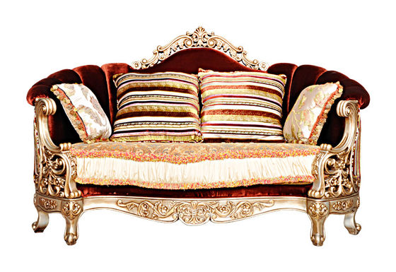 European Style Solid Wood Living Room Furniture Fabric Small Apartment Sofa 3 Seater
