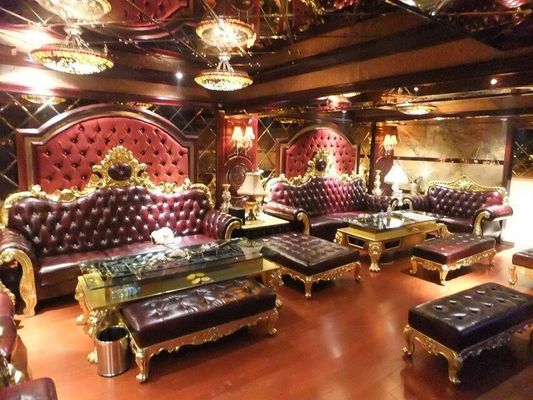 มุมสำนักงานห้องนั่งเล่นโซฟารูปตัว L Sectional KTV Hotel โซฟาสไตล์ฝรั่งเศส