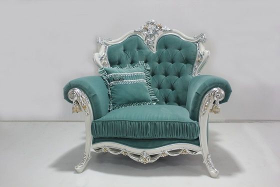 Cyan OEM Tufted Velvet Sectional ชุดโซฟาไม้คลาสสิกห้องนั่งเล่น 2 ที่นั่ง