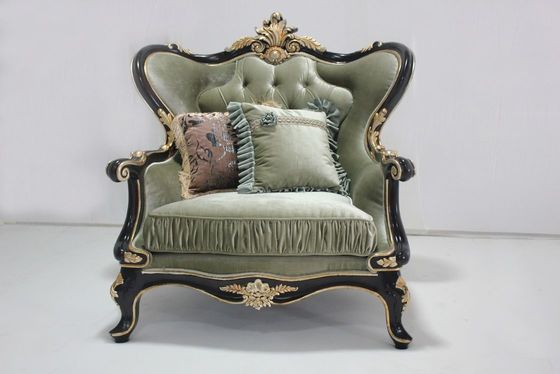 Cyan OEM Tufted Velvet Sectional ชุดโซฟาไม้คลาสสิกห้องนั่งเล่น 2 ที่นั่ง