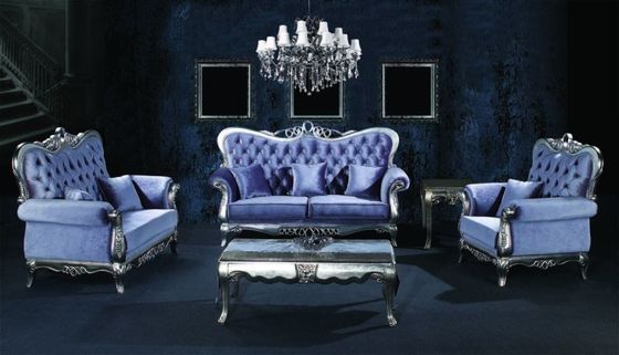 ชุดเฟอร์นิเจอร์กำมะหยี่สีน้ำเงินนอร์ดิก