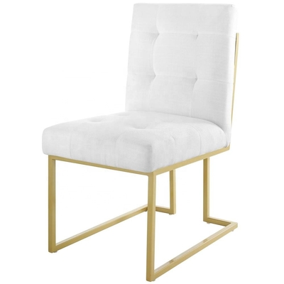 Luxury Home White Upholstered Dining Chairs With Gold Legs
