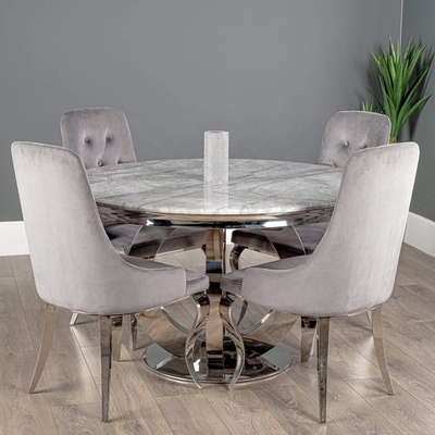 120cm Round White Marble Top Dinning Table With SS Base