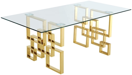 ISO9001 SS Frame Tempered Glass Classical Dining Room Set